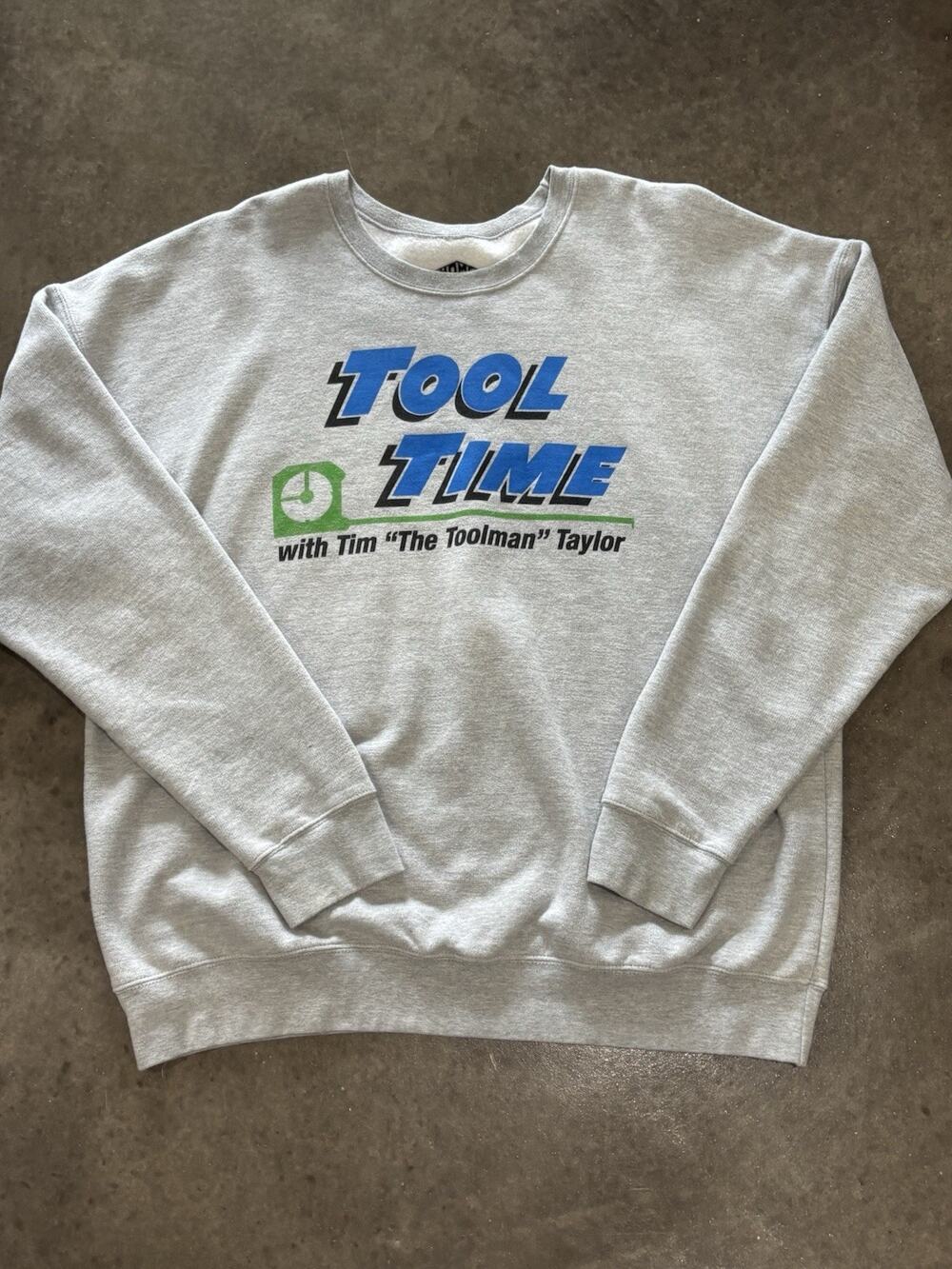 Home Improvement Tool Time Sweatshirt Mens XL Tim Allen TV Show Gray Crewneck